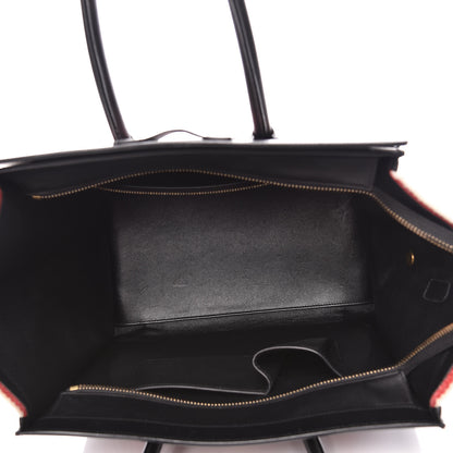 Celine Smooth Calfskin Canvas Bi-Color Striped Mini Luggage Red 5 of 14