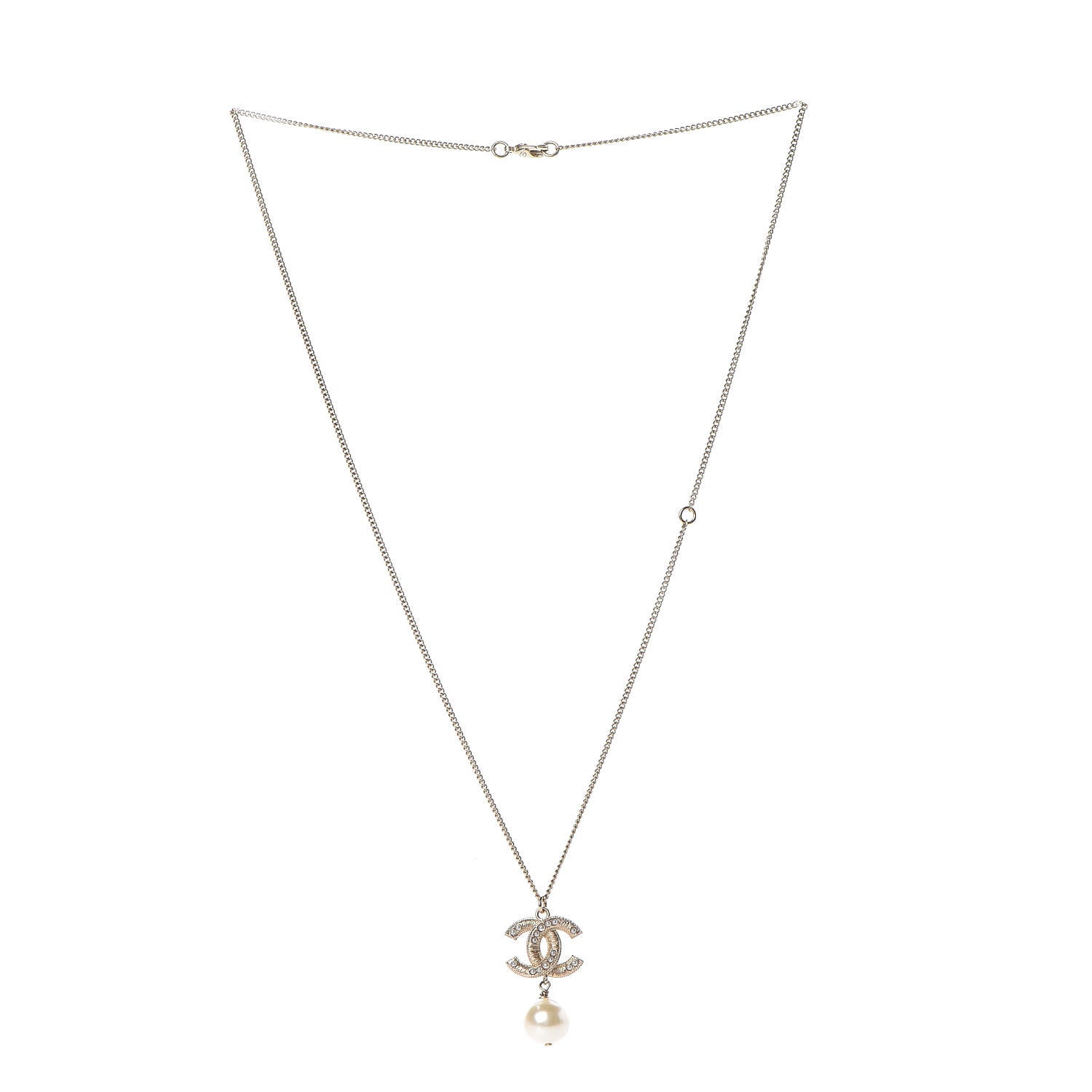 Chanel Pearl CC Drop Necklace Gold 3 of 6
