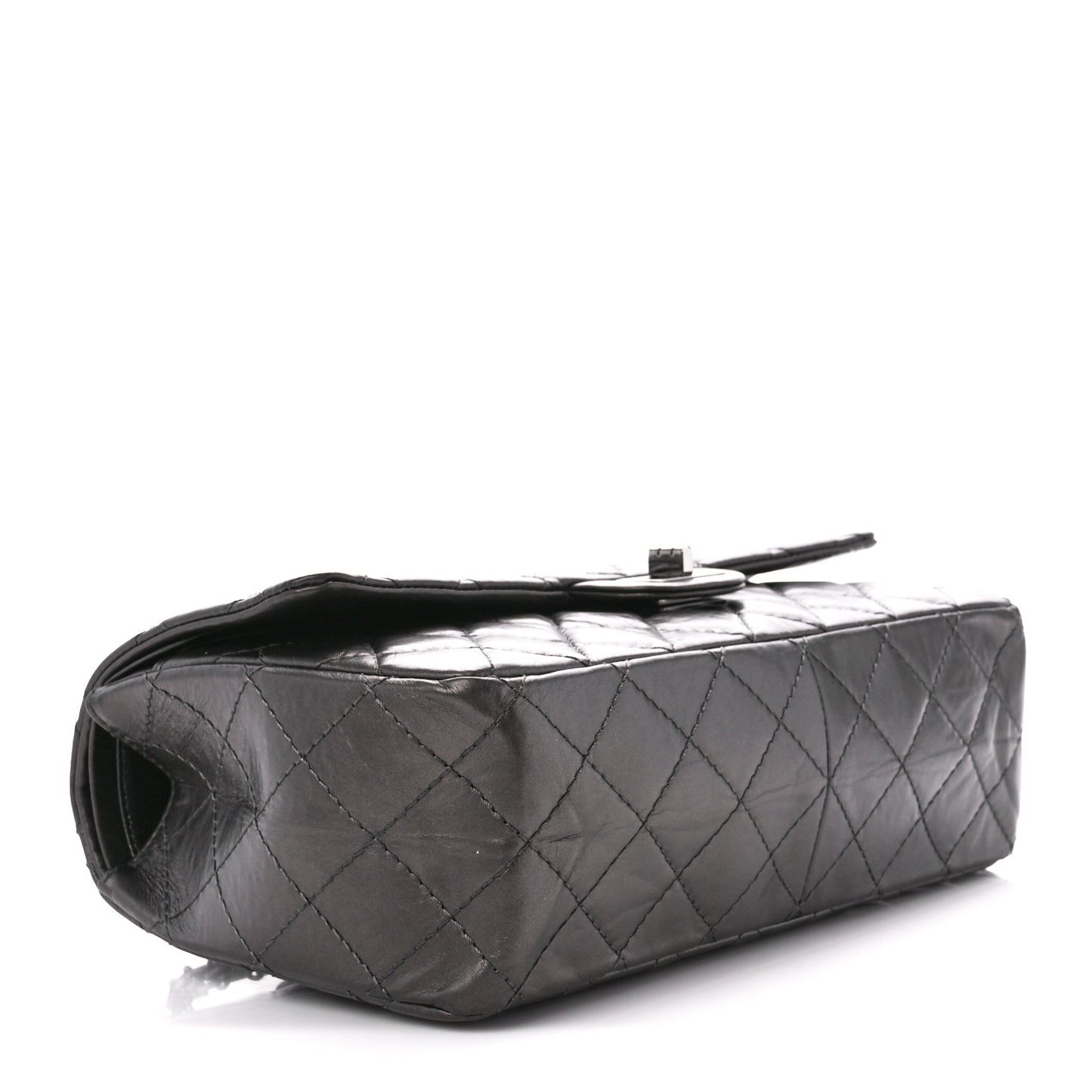 Metallic Aged Calfskin Quilted 2.55 Reissue Flap 226 Dark Grey