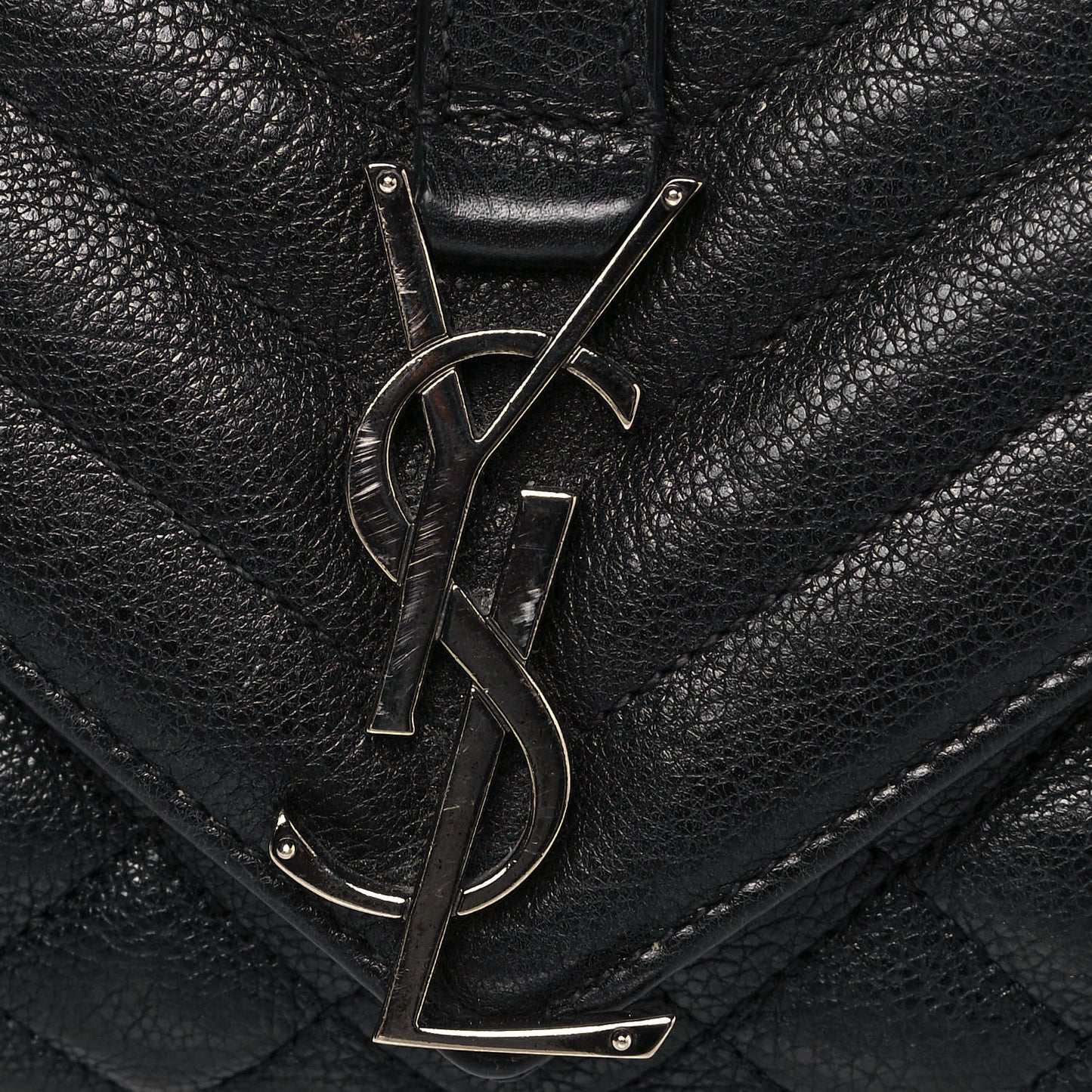 Sheepskin Tri-Quilt Monogram Medium College Bag Black