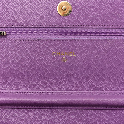 Chanel Caviar Quilted Wallet On Chain WOC Purple 6 of 10
