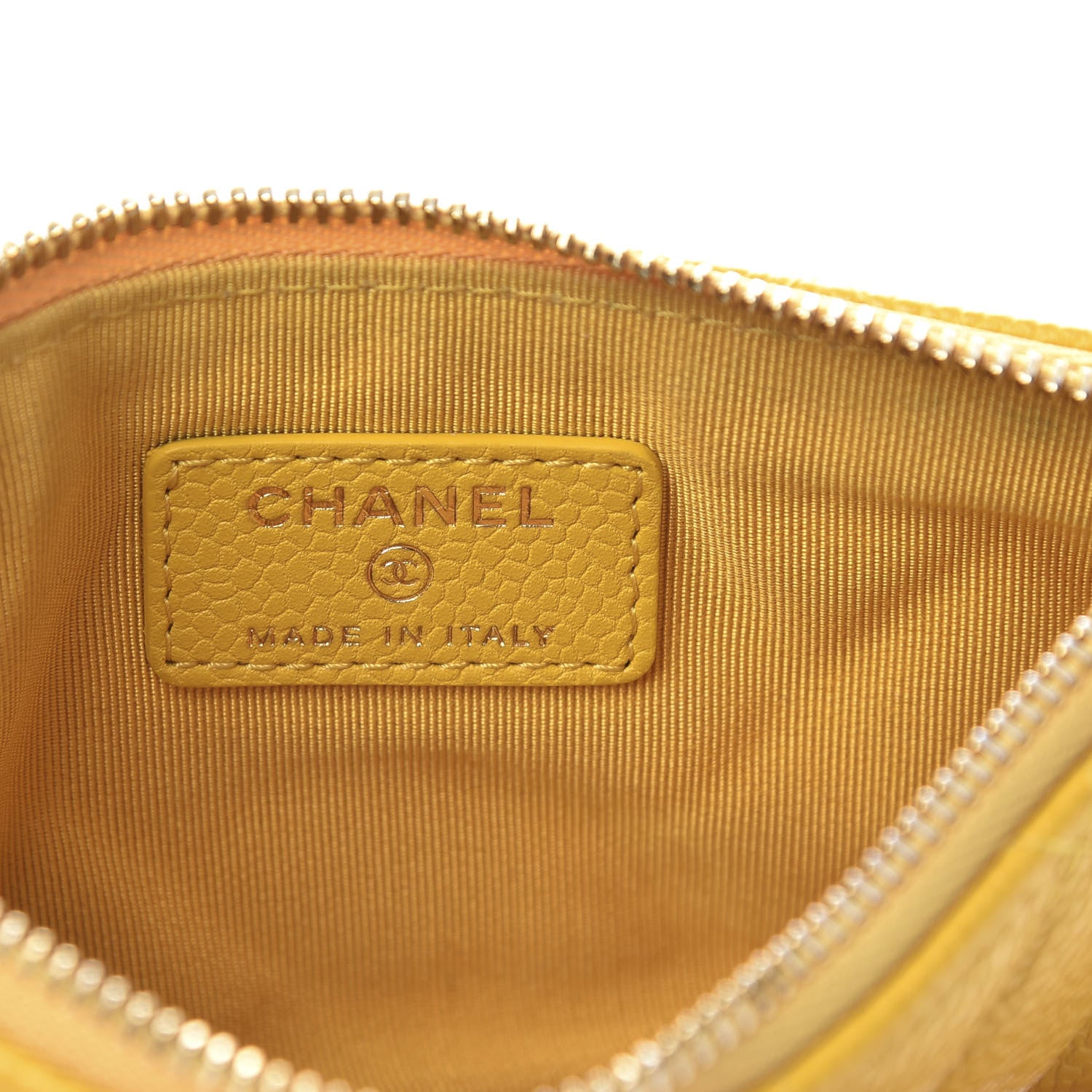 Chanel Caviar Quilted Small Pouch Yellow 6 of 9
