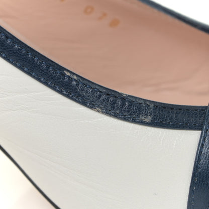 Gucci Malaga Kid Bow Bow Mid Heel Slingback Pumps 36.5 White Navy 15 of 16