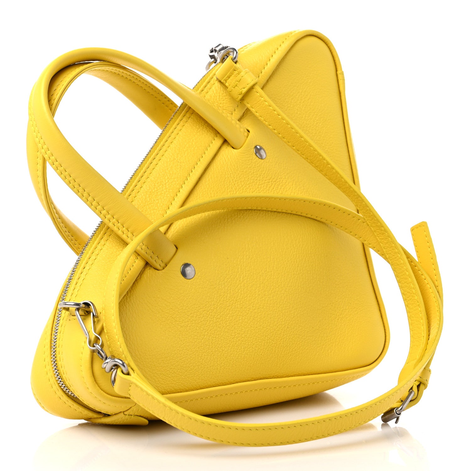 Balenciaga Shiny Day Calfskin Logo XS Triangle Duffle Jaune Black 3 of 10