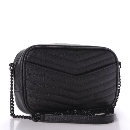 Saint Laurent Grain De Poudre Matelasse Monogram Mini Lou Camera Bag Black 3 of 9