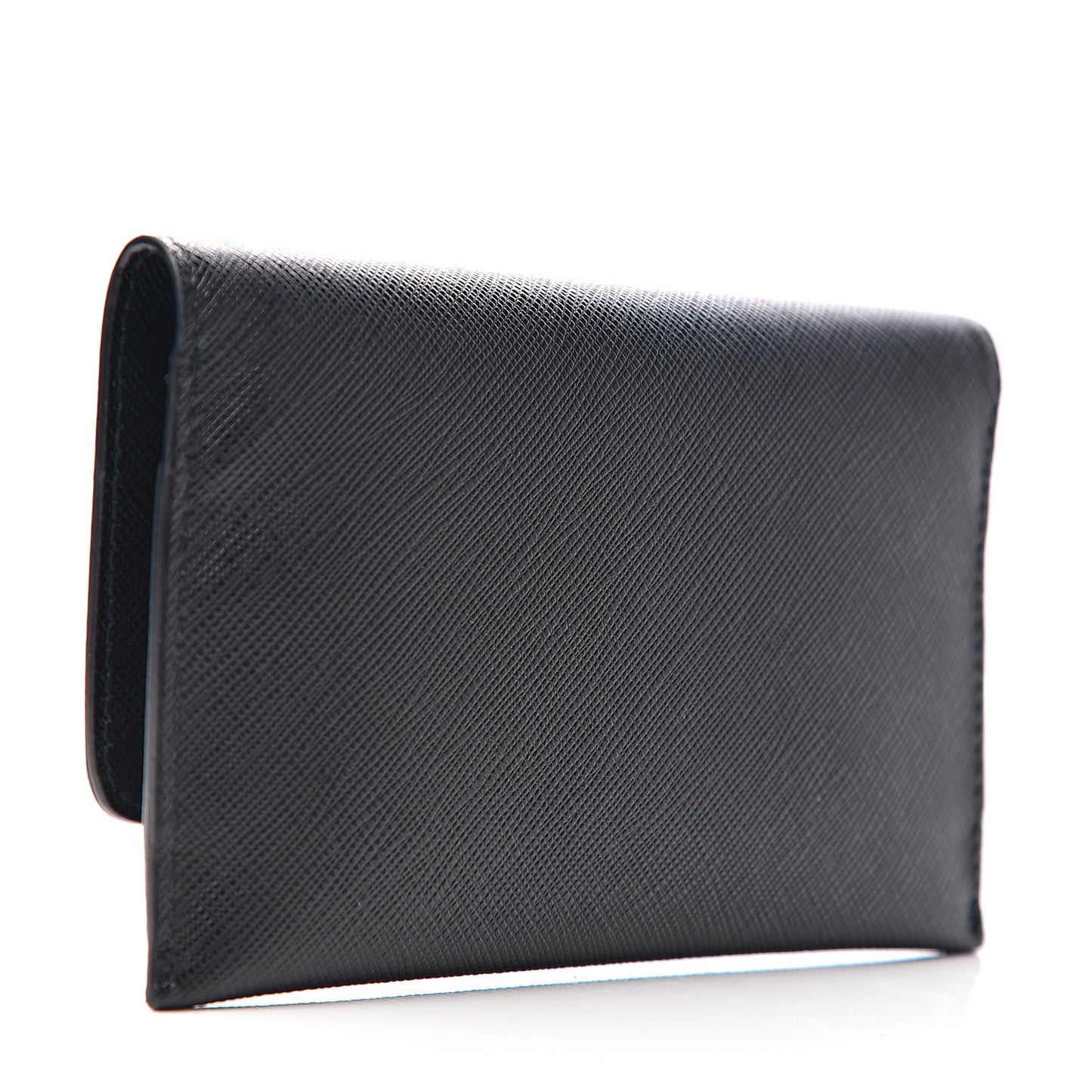 Saffiano Metal Flap Card Holder Black