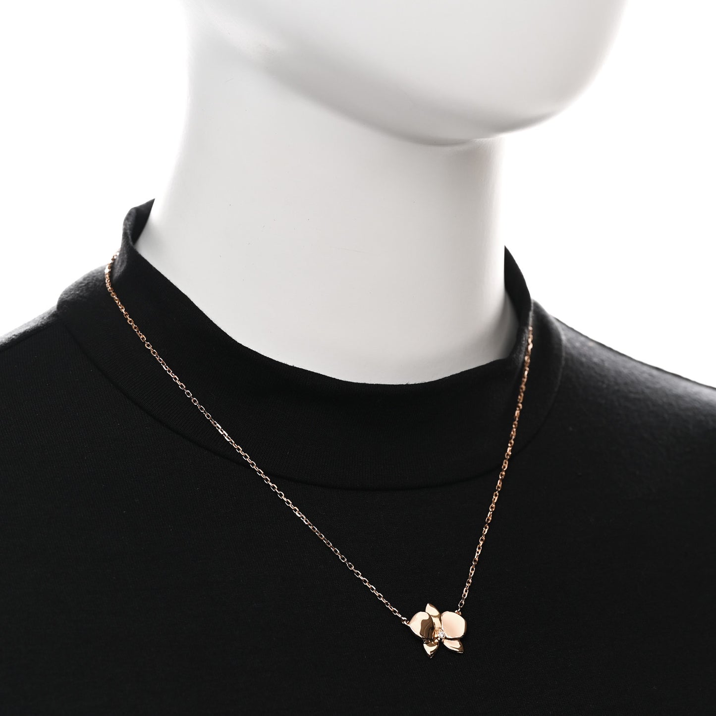 18K Pink Gold Diamond Caresse D'Orchidees Par Cartier Pendant Necklace