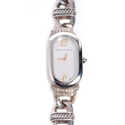 David Yurman Stainless Steel Sterling Silver Diamond Mother of Pearl 20mm Madison Cable Quartz Watch 1 of 6