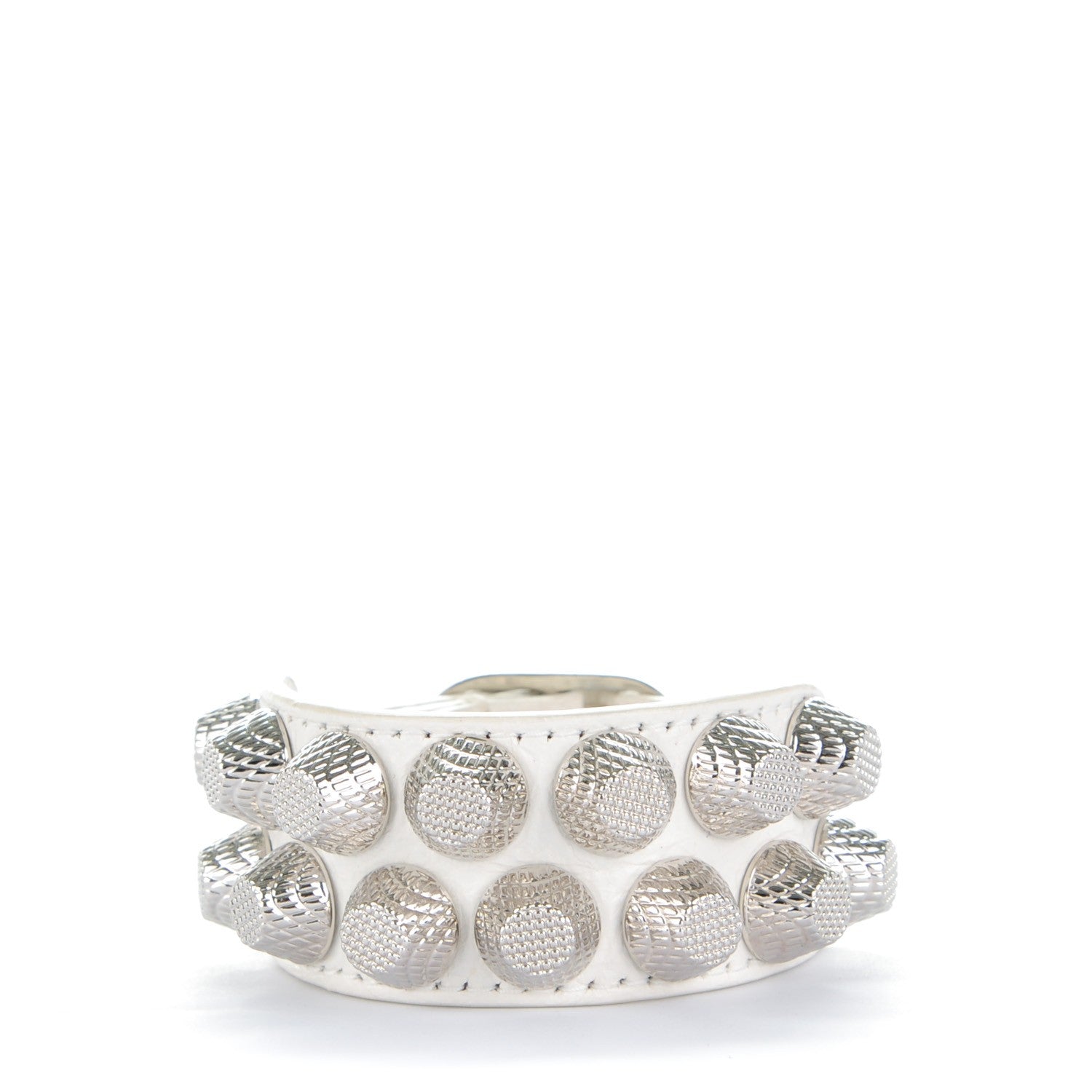 Balenciaga Agneau Giant Silver Hardware Two Row Stud M Bracelet White Light 1 of 5