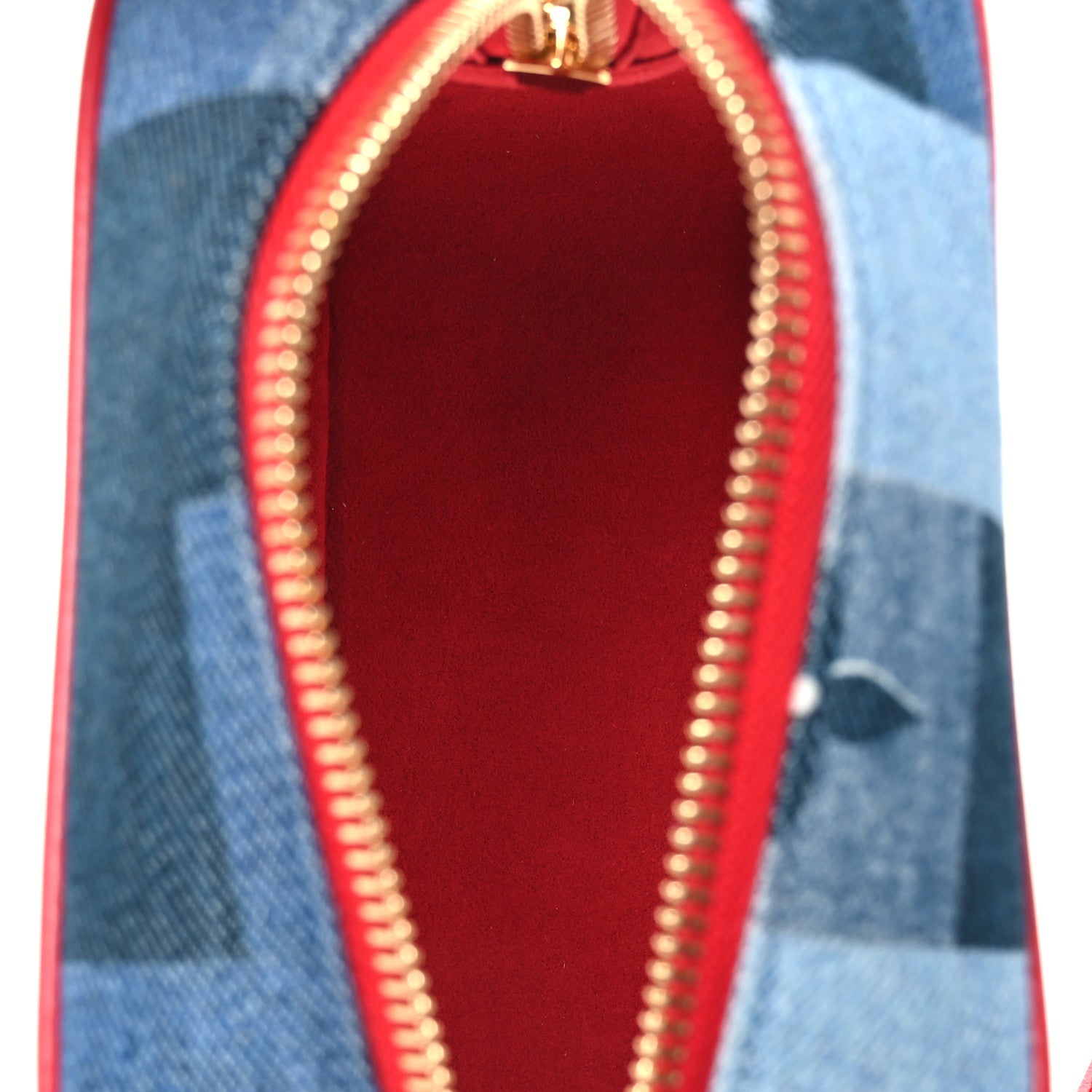 Louis Vuitton Denim Damier Monogram Patchwork PVC Beach Pouch Blue Rouge 5 of 9