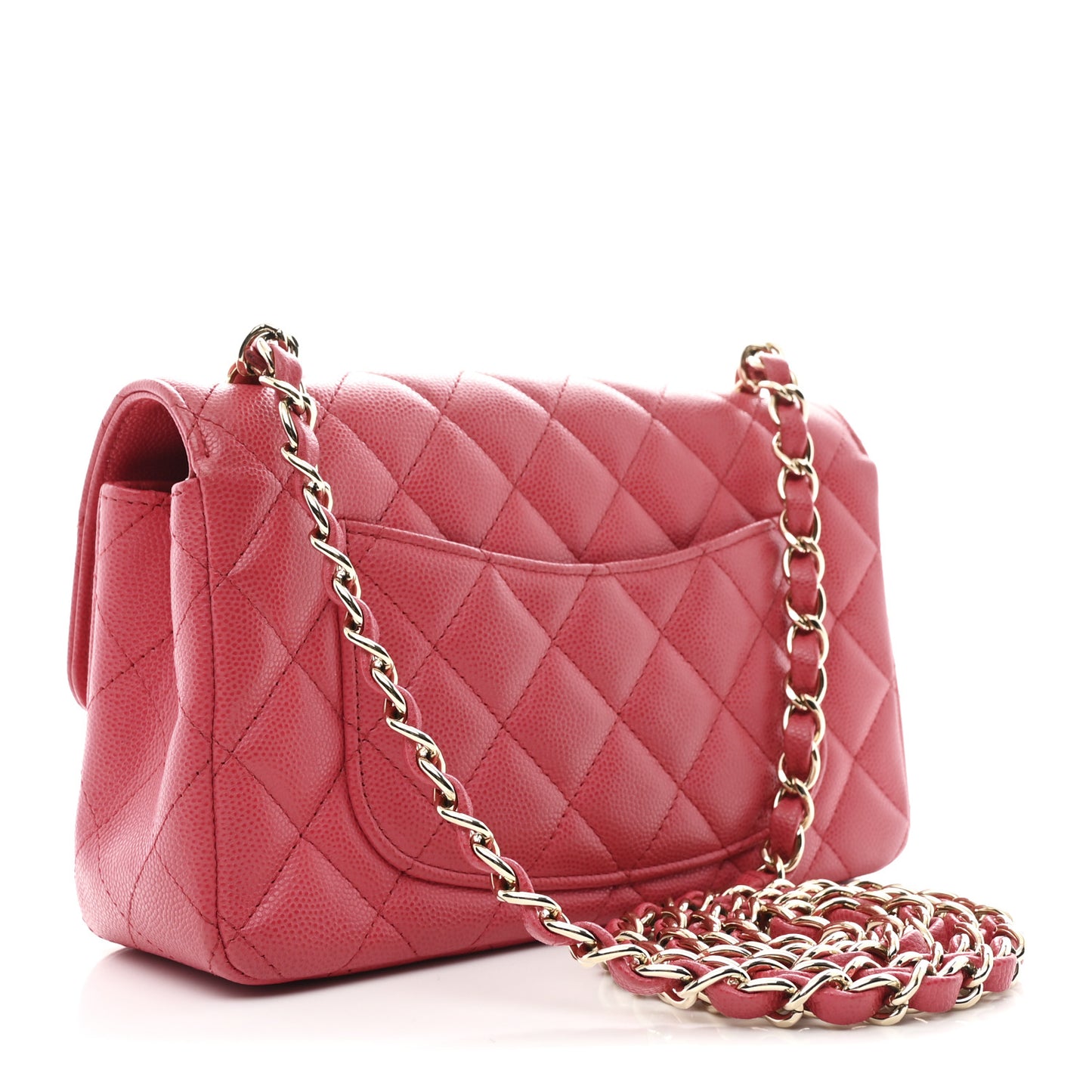 Caviar Quilted Mini Rectangular Flap Dark Pink
