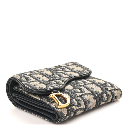 Christian Dior Oblique Saddle Lotus Wallet Blue 4 of 9