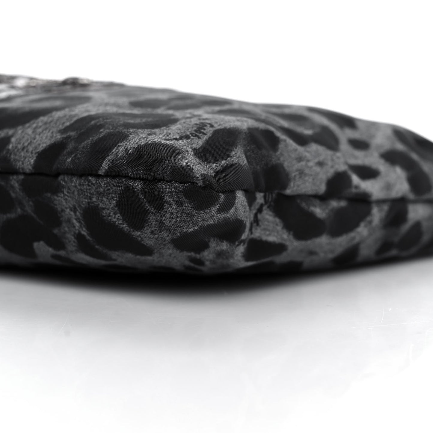 Leopard Print Family Patch Zip Clutch Bag Black
