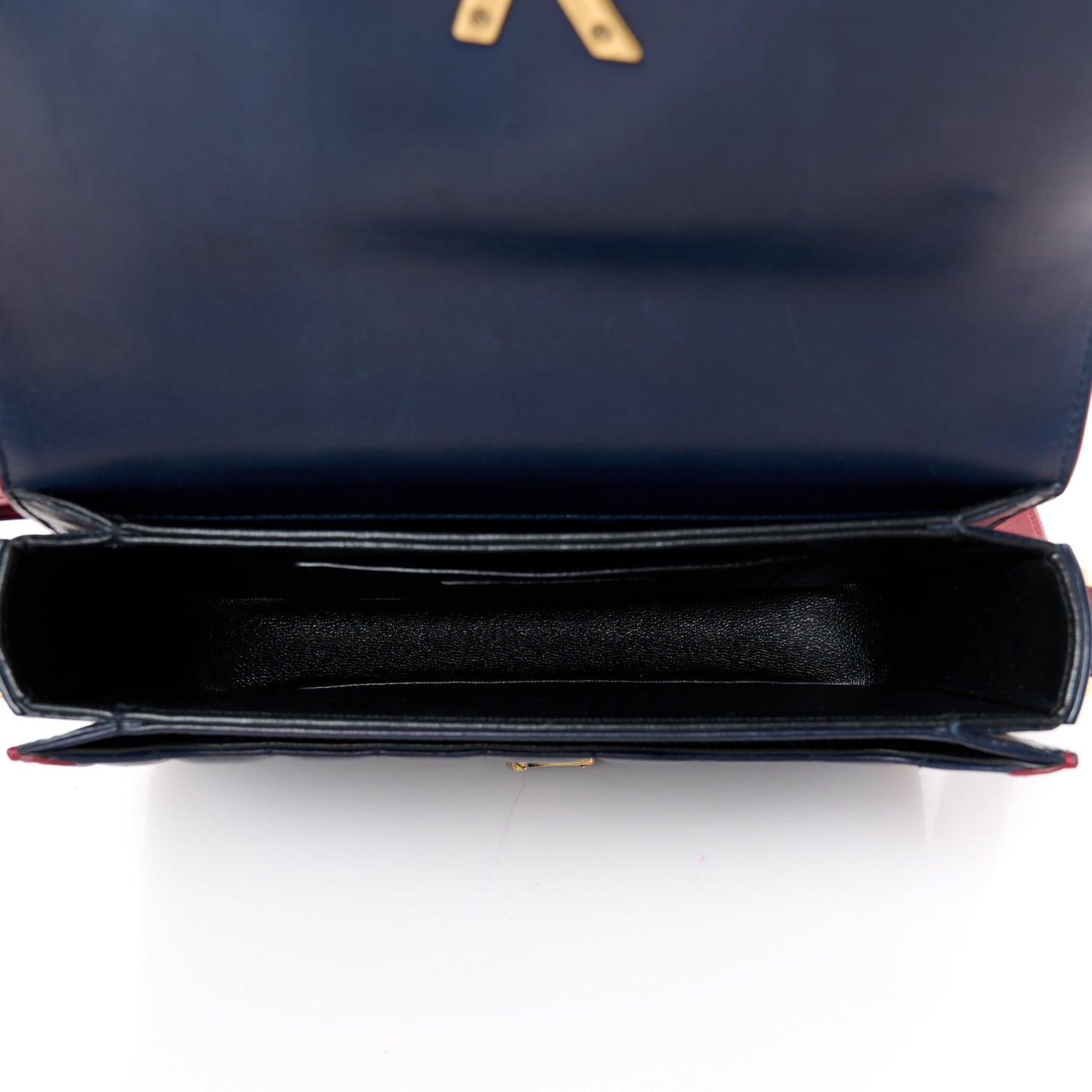 Calfskin Matelasse Monogram Chain Bag Red Navy