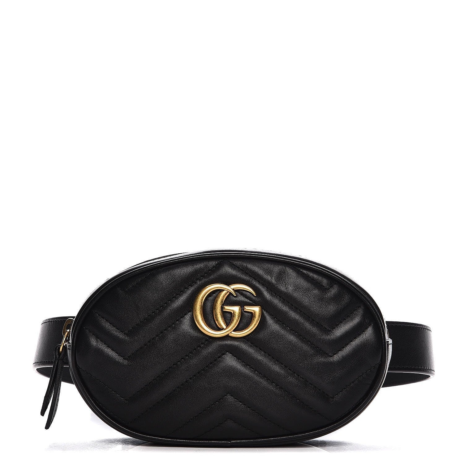 Gucci Calfskin Matelasse GG Marmont Belt Bag 75 30 Black 1 of 9