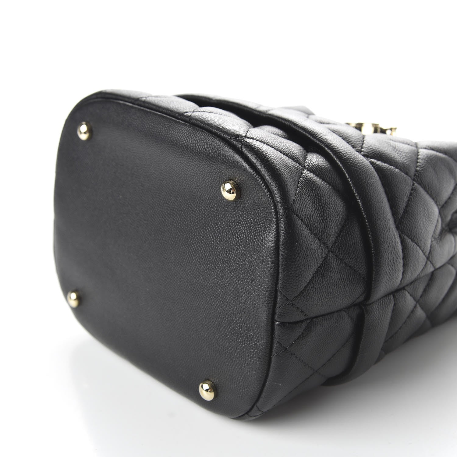 Chanel Caviar Quilted Rolled Up Bucket Drawstring Bag Black 6 of 9