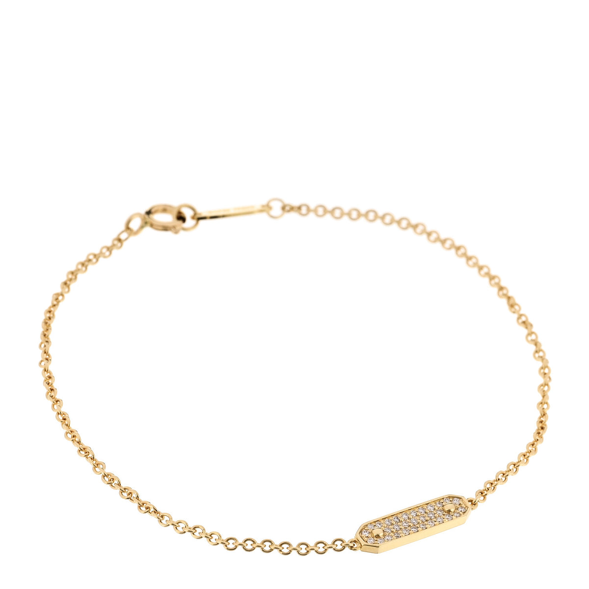 Tiffany 18K Yellow Gold Diamond Tag Chain Bracelet 1 of 5