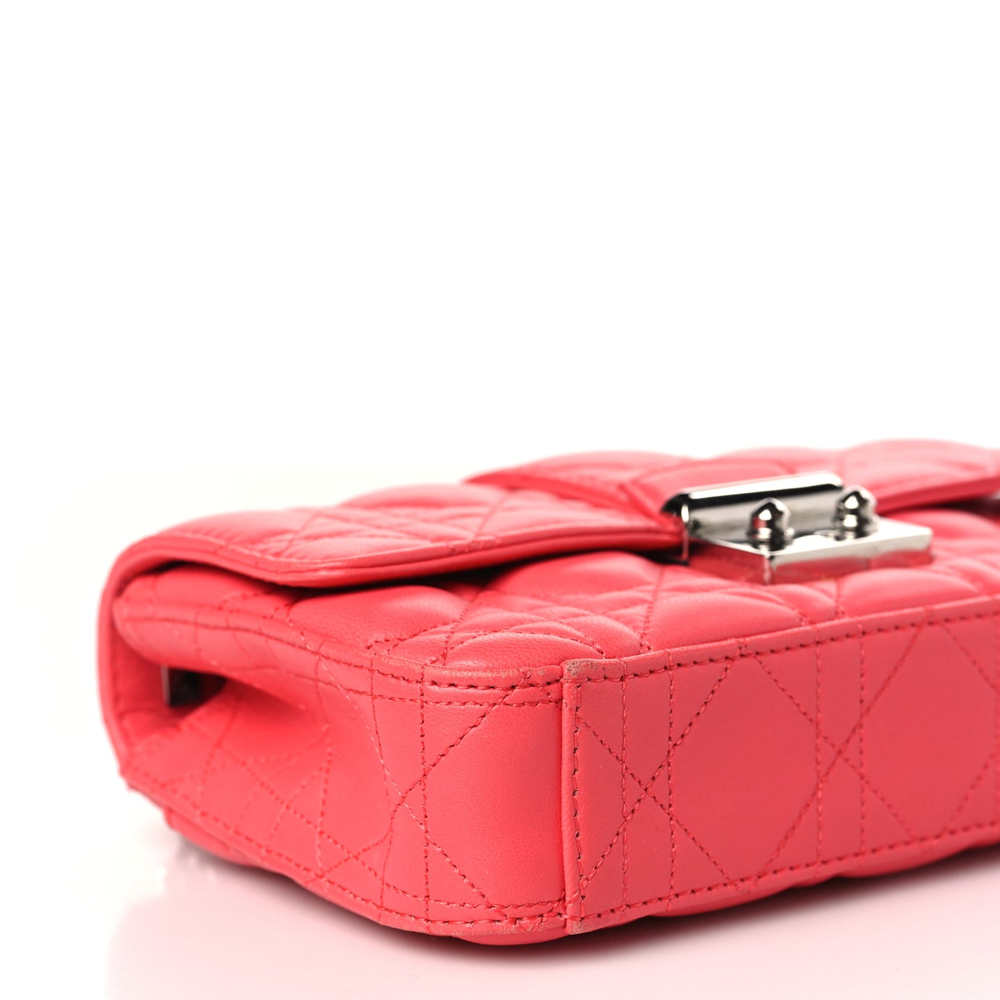 Lambskin Cannage Mini New Lock Pouch Fuchsia