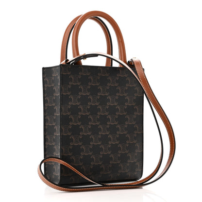 Celine Triomphe Canvas Calfskin Mini Vertical Cabas Tan 3 of 8