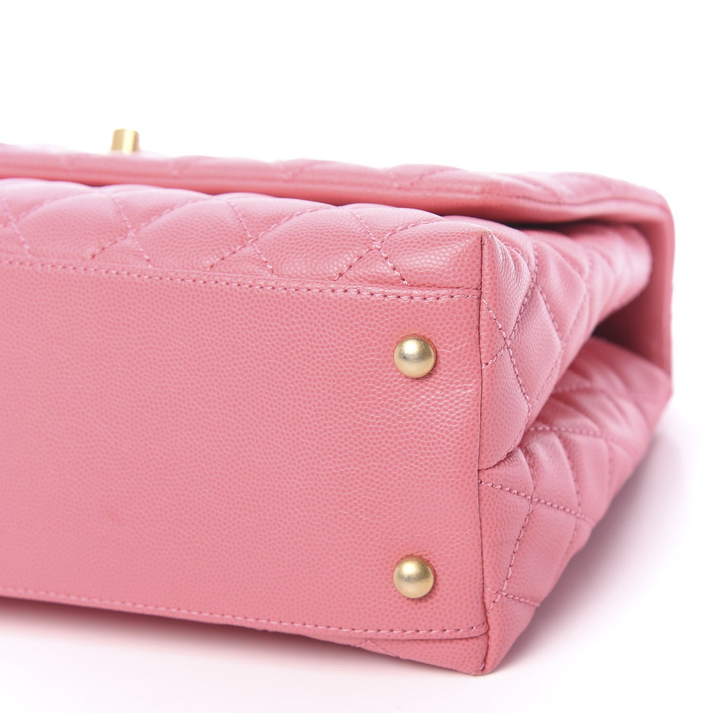 Caviar Lizard Embossed Quilted Small Coco Handle Flap Pink