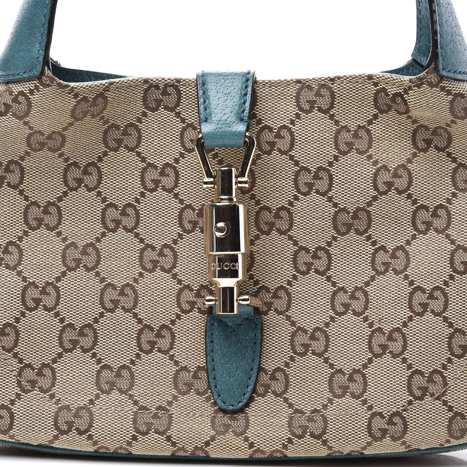 Gucci Monogram Web Small Piston Jackie O Hobo Turquoise 10 of 10