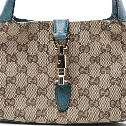 Gucci Monogram Web Small Piston Jackie O Hobo Turquoise 10 of 10