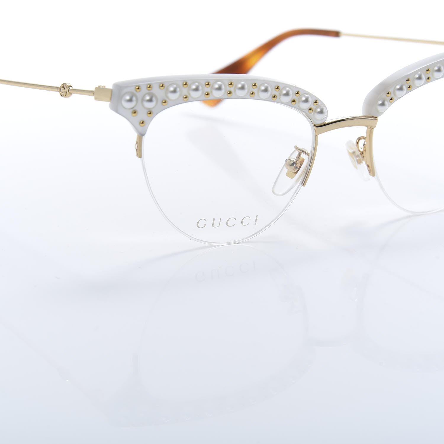 Gucci Pearl Cat Eye Glasses GG0212S White 7 of 7