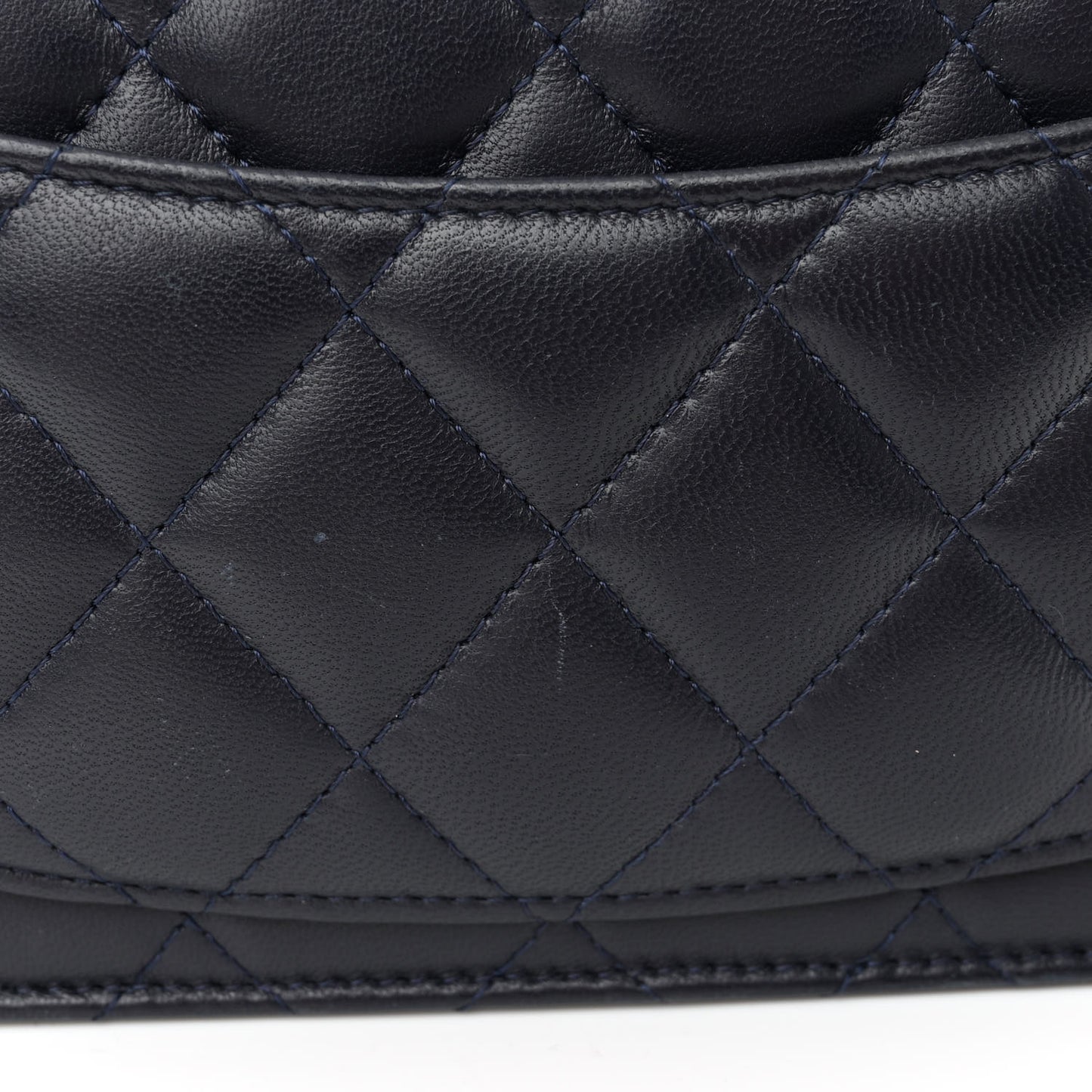 Lambskin Quilted Wallet On Chain WOC Navy Blue