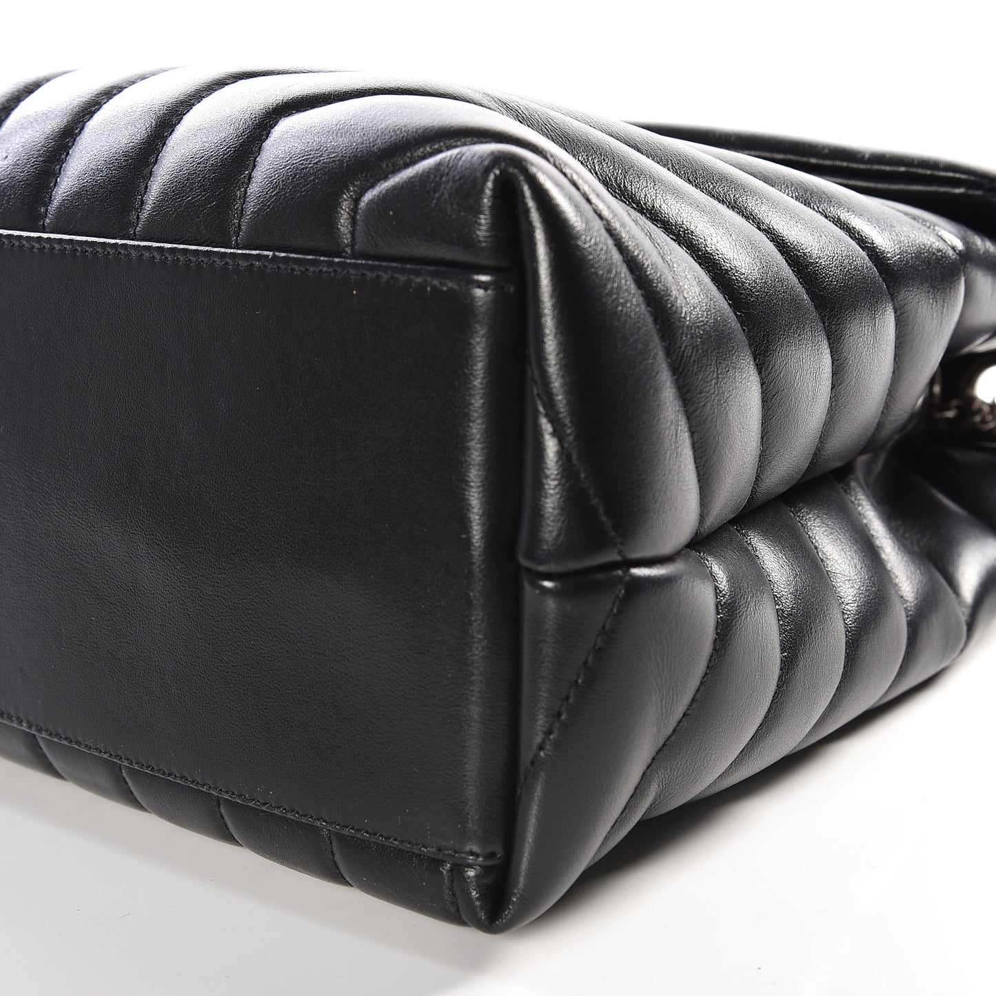 Calfskin Y Quilted Monogram Medium Loulou Chain Satchel Black