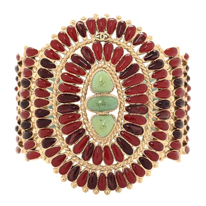 Chanel Resin Gripoix Pearl CC Cuff Maroon Multicolor 1 of 5