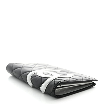 Chanel Calfskin Quilted Cambon Yen Wallet Black Silver 4 of 12