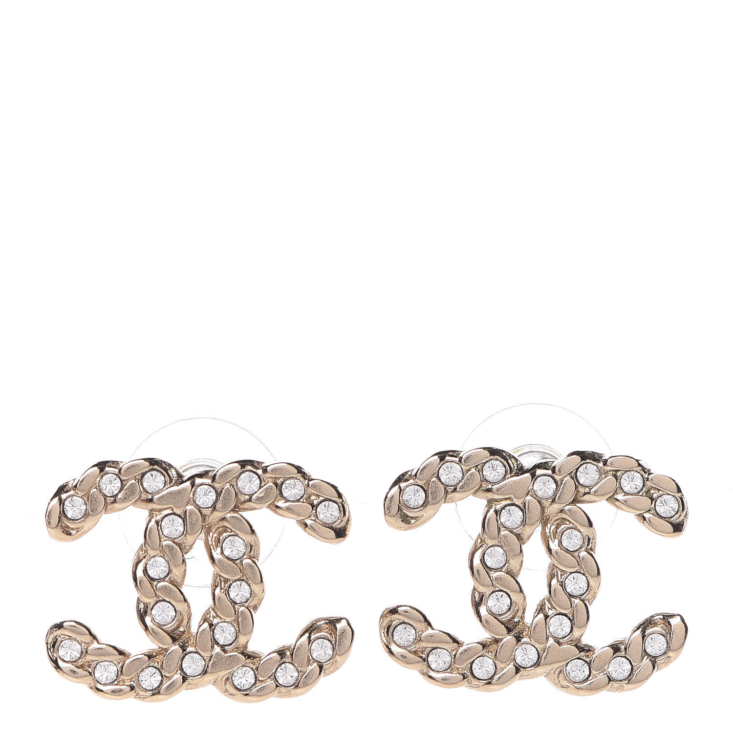 Chanel Crystal Pearls Coronation CC Earrings Gold 1 of 5