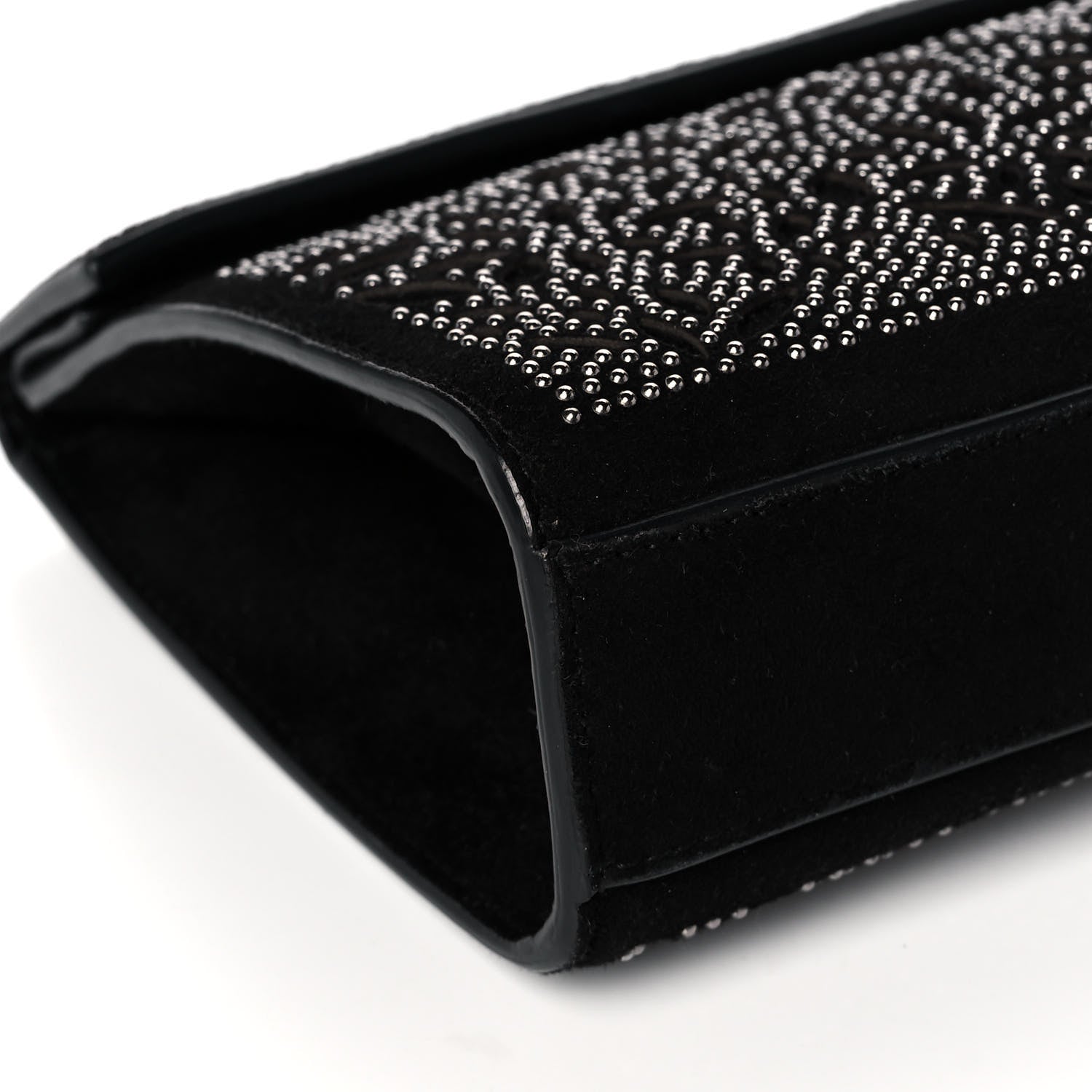 Alaia Suede Studded Foldover Clutch Black 9 of 10