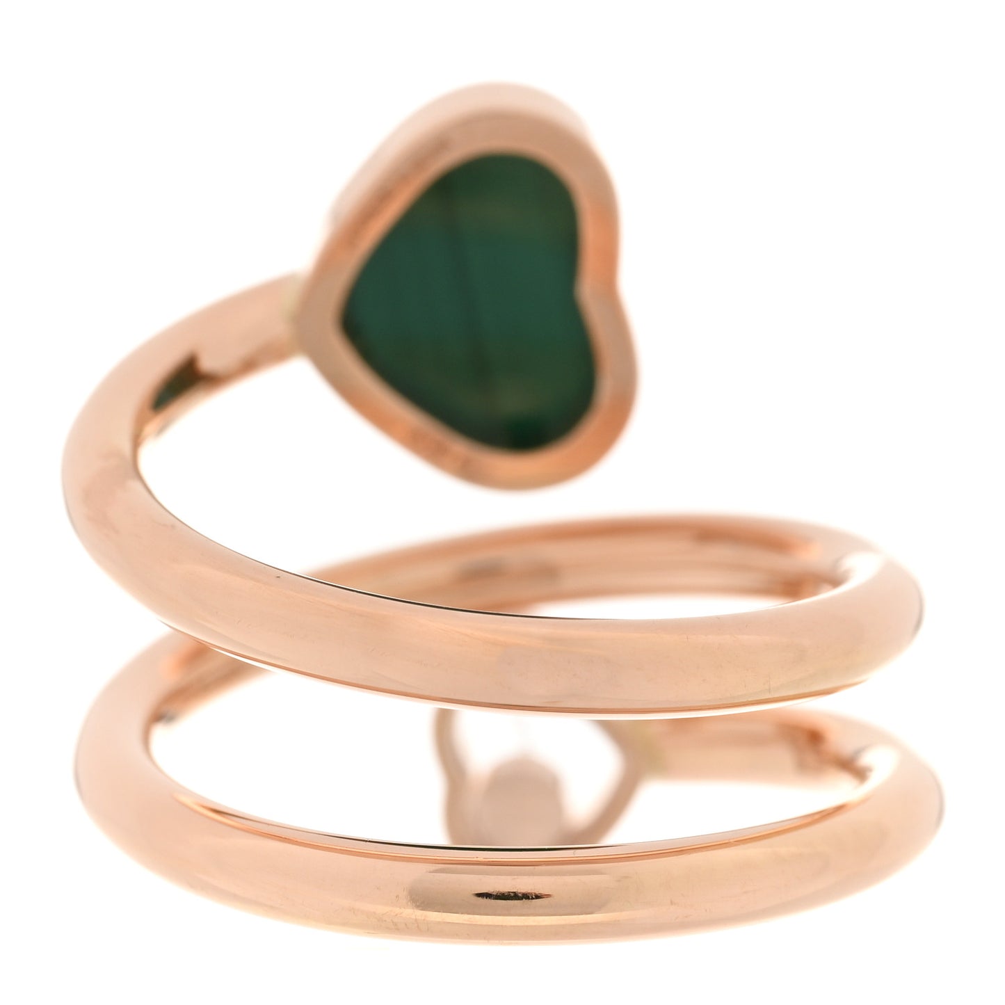 18K Rose Gold Diamond Malachite Happy Hearts Twist Ring 52 6