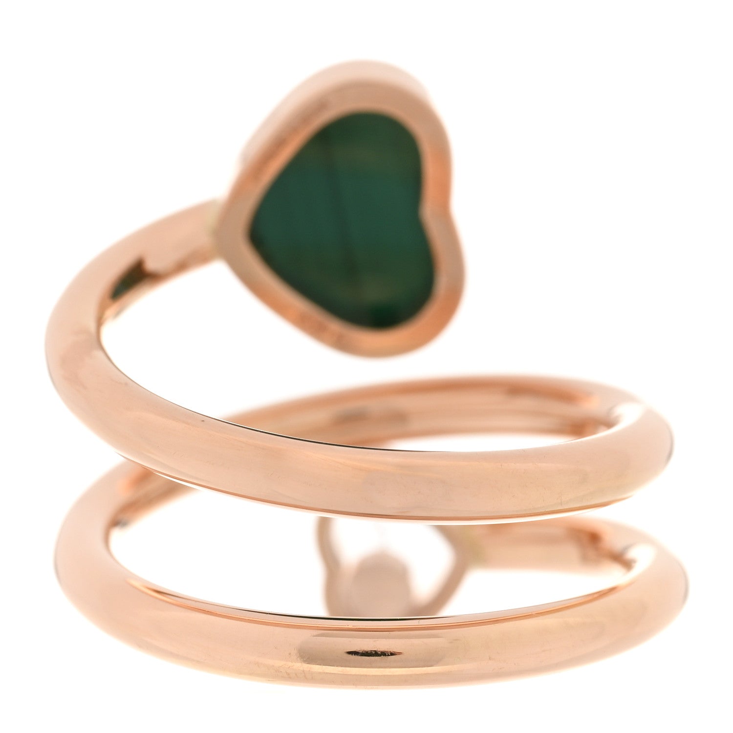Chopard 18K Rose Gold Diamond Malachite Happy Hearts Twist Ring 52 6 3 of 7