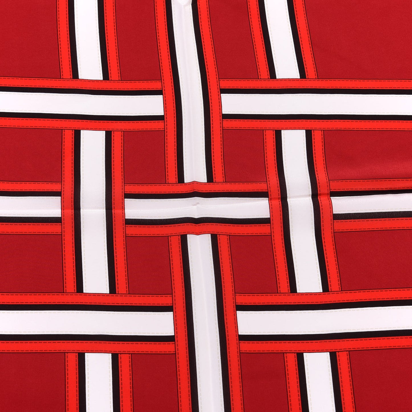 Silk Buckle Print Square Scarf Red