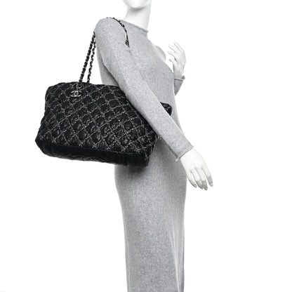 Chanel Nylon Quilted Tweed Stitch Bubble Tote Black 2 of 11