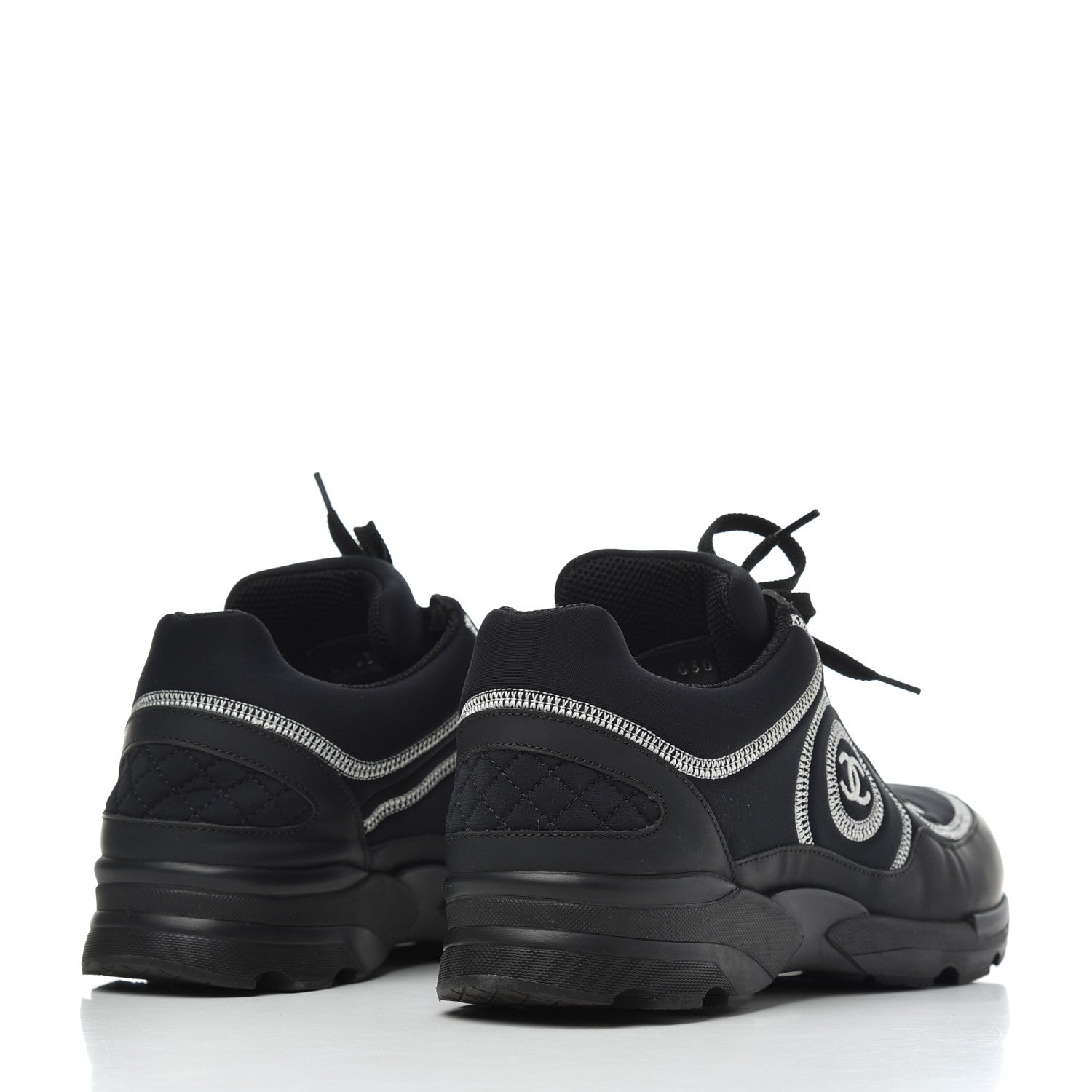 Chanel Lycra Fabric CC Sneakers 40 Black 4 of 14