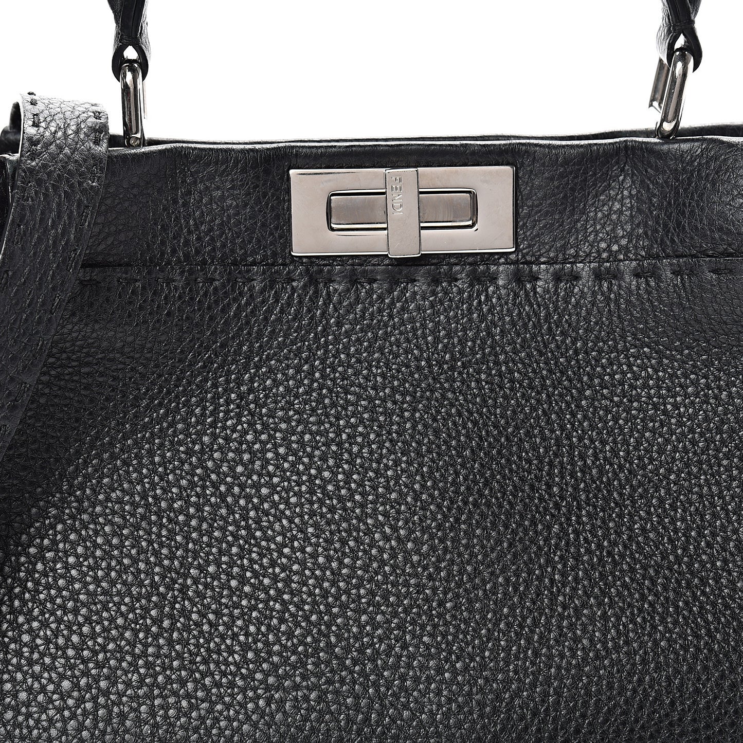 Cuoio Romano Selleria Bi-Color Medium Peekaboo Iconic Satchel Black Mou