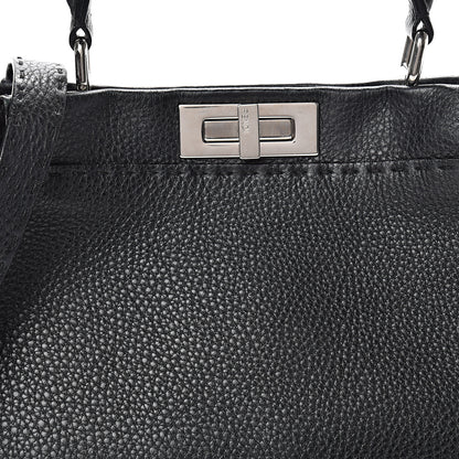 Fendi Cuoio Romano Selleria Bi-Color Medium Peekaboo Iconic Satchel Black Mou 10 of 17