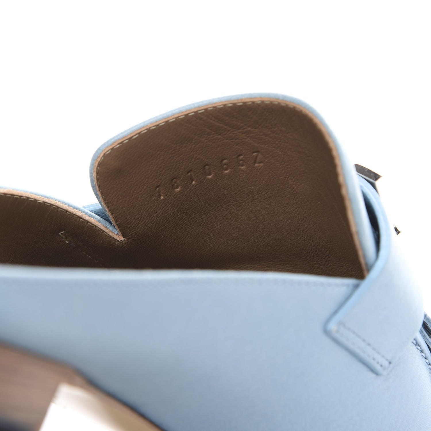 Hermes Goatskin Rivoli Mules 36.5 Bleu Ciel 9 of 9