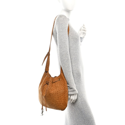 Saint Laurent Ostrich Paris VII Large Flat Hobo Brick 2 of 12