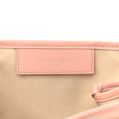Balenciaga Cotton Canvas Satin Calfskin S Navy Cabas Pink Beige 7 of 10