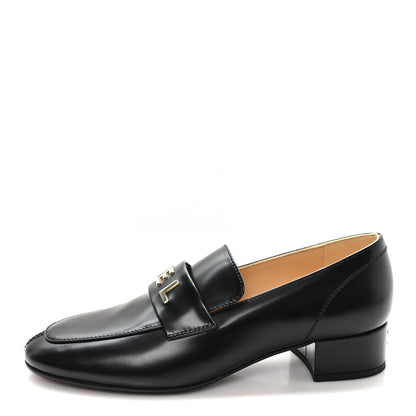 Chanel Shiny Calfskin Logo Loafers 38 Black 1 of 10