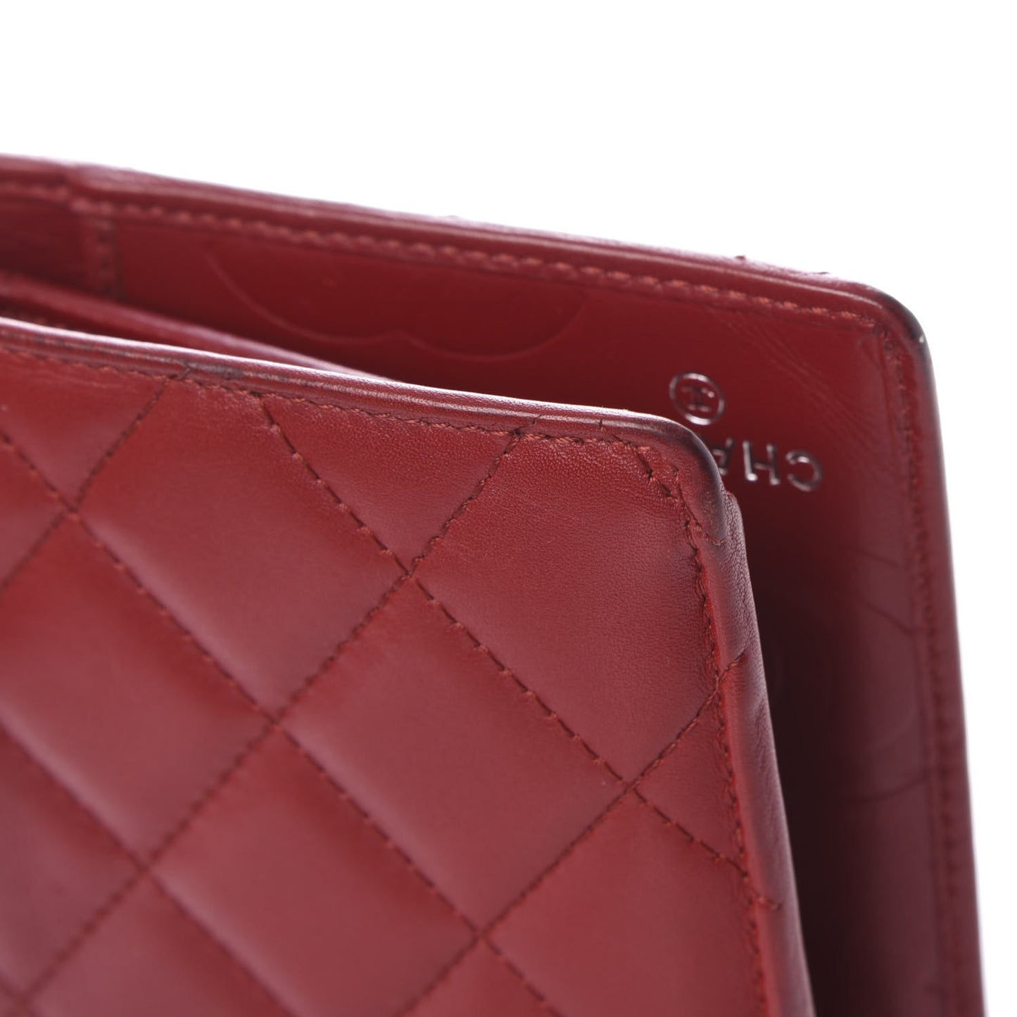 Calfskin Quilted Cambon Yen Wallet Red