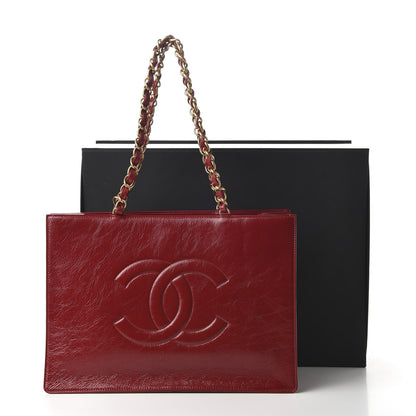Chanel Shiny Aged Calfskin Shopping Bag Red 11 of 11