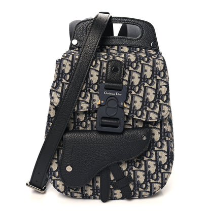 Christian Dior Grained Calfskin Oblique Mini Gallop Sling Bag Blue Black 1 of 10