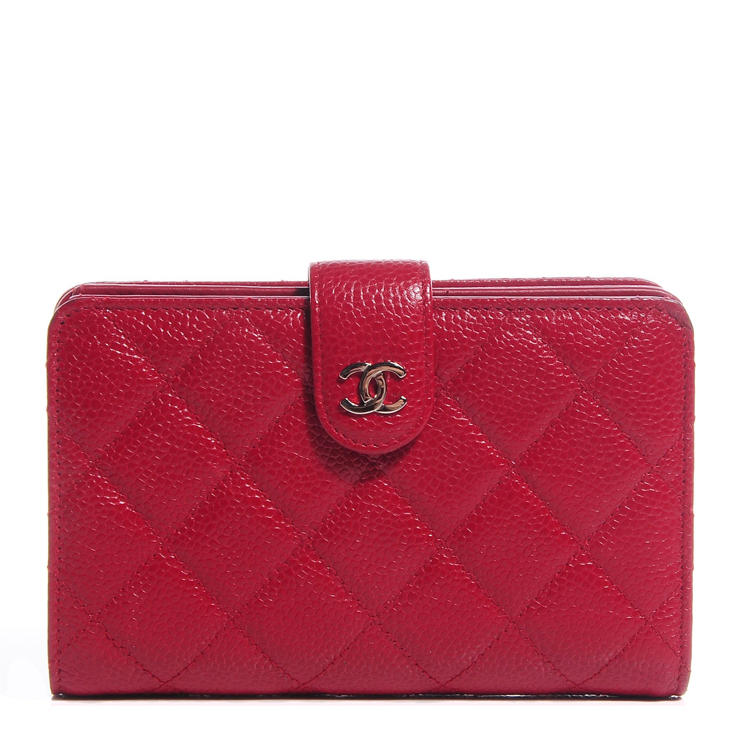 Chanel Caviar Quilted Zipped Pocket Wallet Red 1 of 10