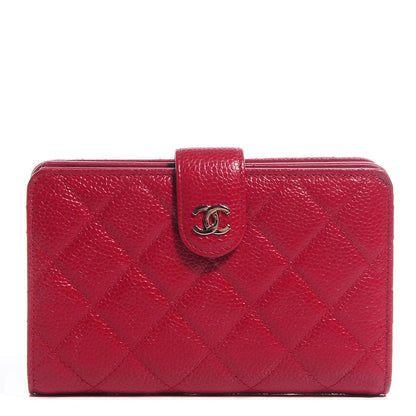 Chanel Caviar Quilted Zipped Pocket Wallet Red 1 of 10