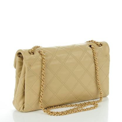 Chanel Calfskin Stitched Thin City Flap Clutch Beige 3 of 8